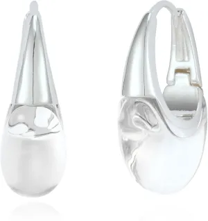 Acrylic Hoop Earrings Sterling Silver Lucite Clear Resin Rectangle Transparent Hoops for Women