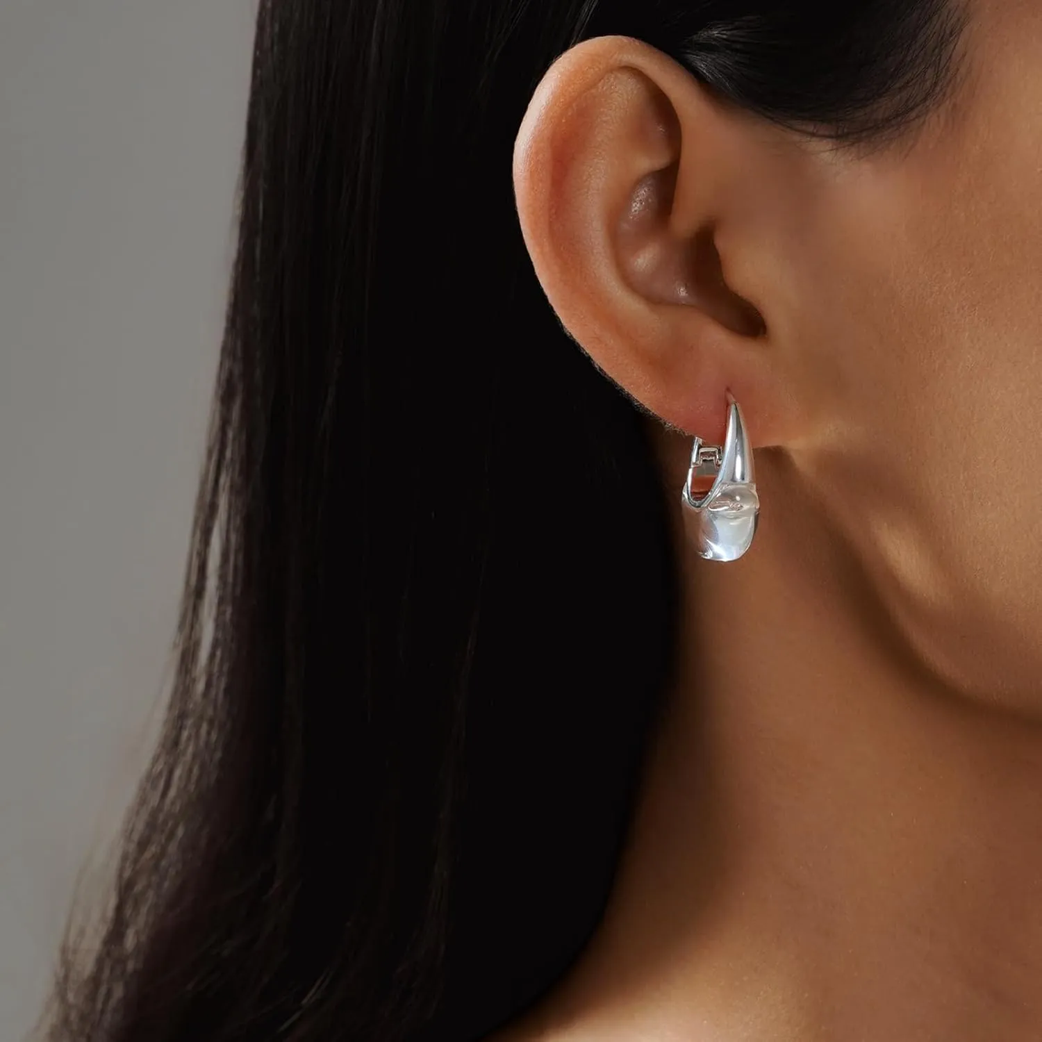 Acrylic Hoop Earrings Sterling Silver Lucite Clear Resin Rectangle Transparent Hoops for Women