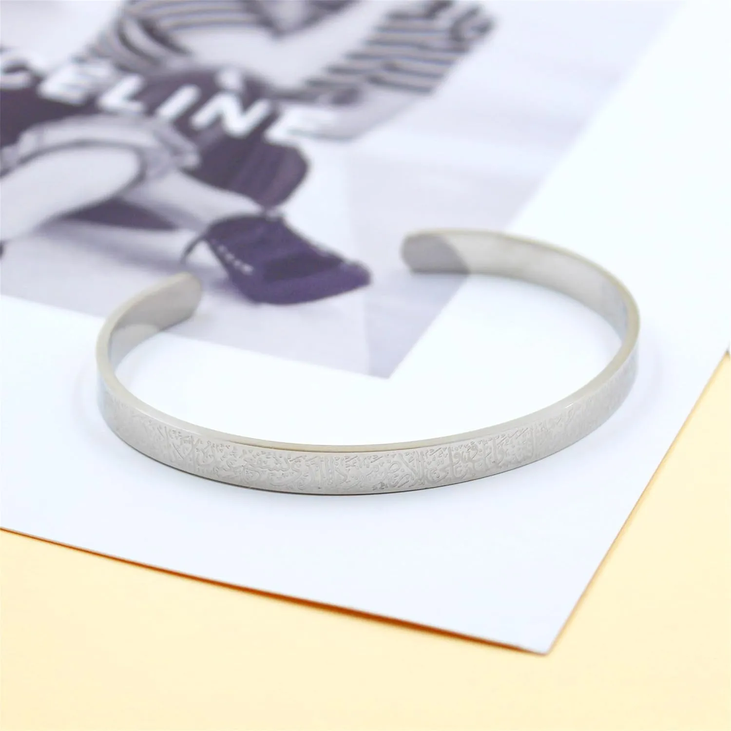 Adjustable Arabic Calligraphy Cuff Bracelet for Women | Elegant Islamic Bangle with Spiritual Script | Unique Muslim Cultural Jewelry for Faith