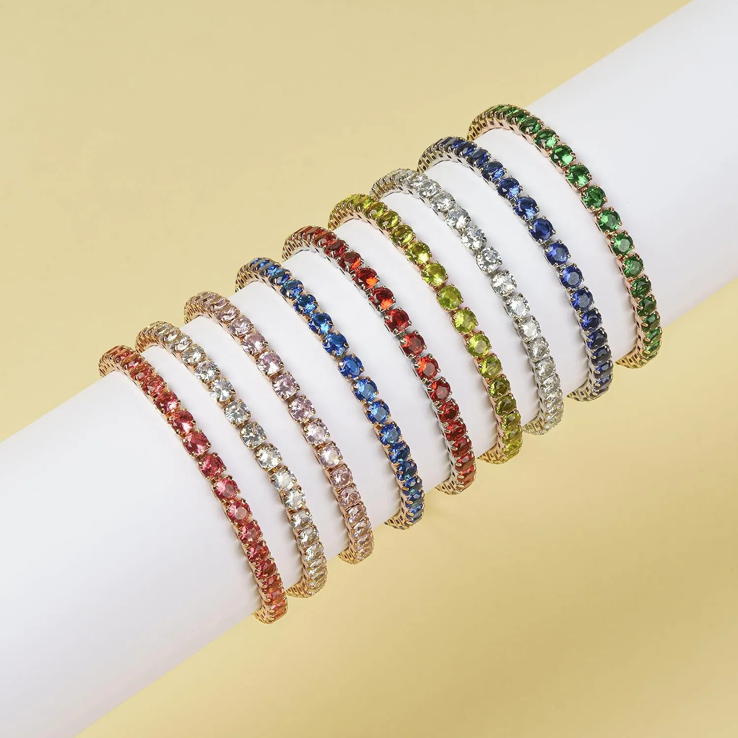 Adjustable Tennis Bracelet for Women Cubic Zirconia Wedding Bridal Bracelet Gold Silver Plated Crystal Bracelet Jewelry Gift for Bridesmaids Mom Sister