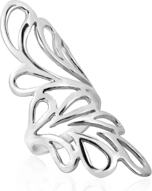AeraVida Abstract Nature's Hug Wide Wings Wrap .925 Sterling Silver Ring
