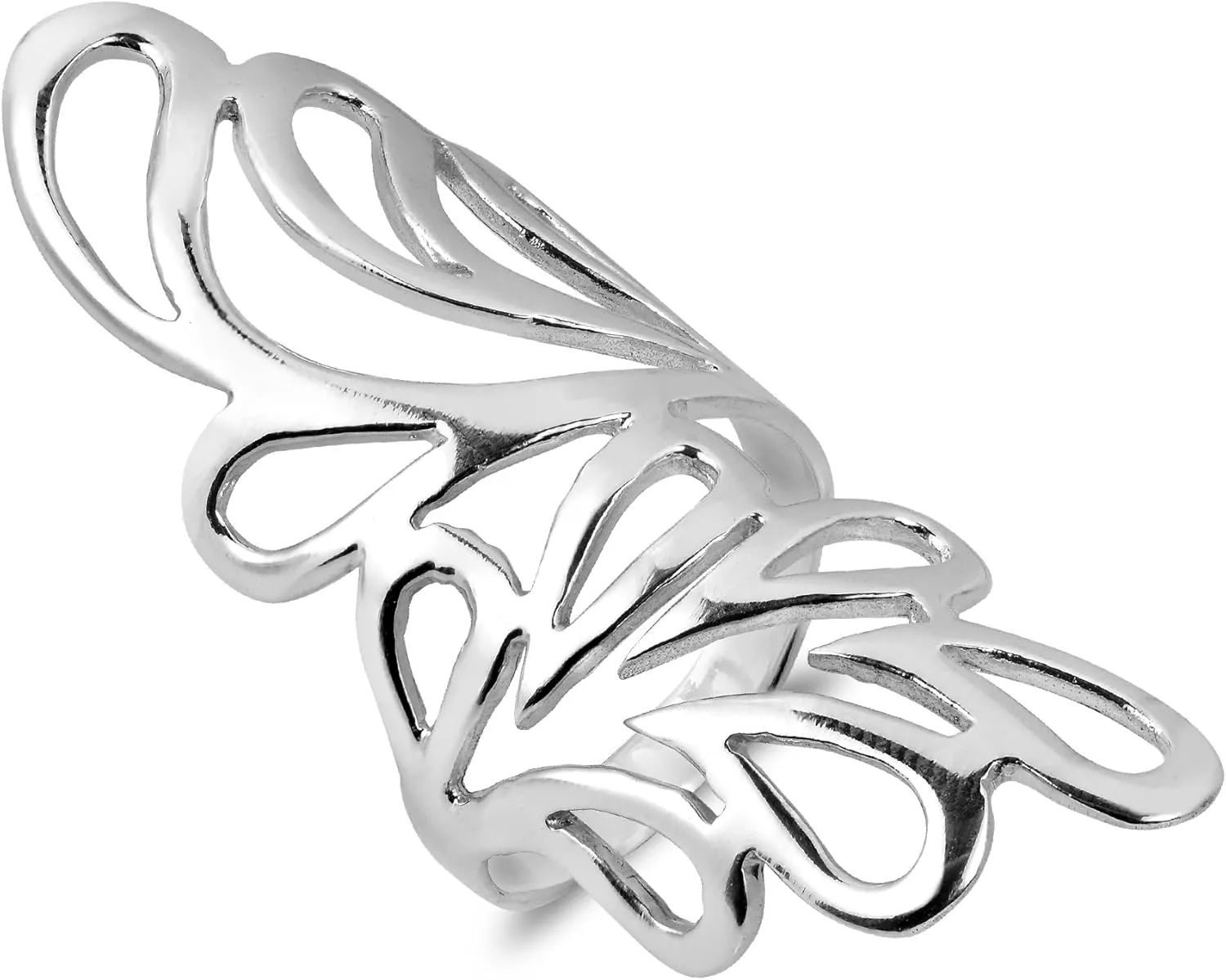 AeraVida Abstract Nature's Hug Wide Wings Wrap .925 Sterling Silver Ring