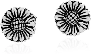 AeraVida Enchanting Sunflower .925 Sterling Silver Post Stud Earrings | Cute Stud Earrings for women | Flower Stud Earrings | Casual Stud Earrings | Gift for Daughter