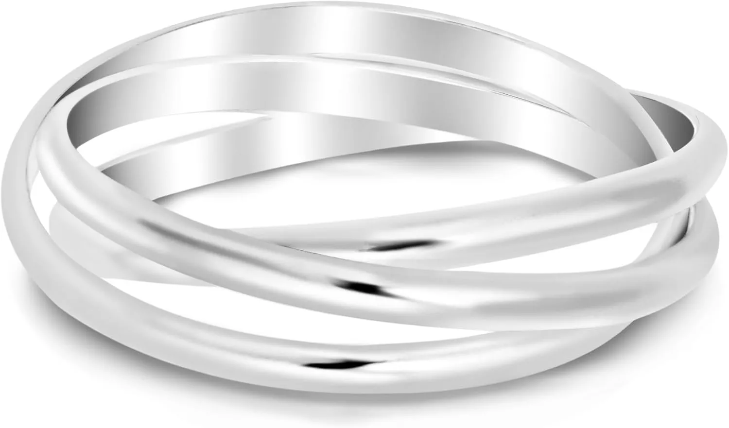 AeraVida Interconnected Trinity Band .925 Sterling Silver Ring | Elegant Wedding Rings For Women | Casual Comfort Fit Silver Rings for Women | Couple Unisex Ring | Sterling Silver Rings Sizes 6-13