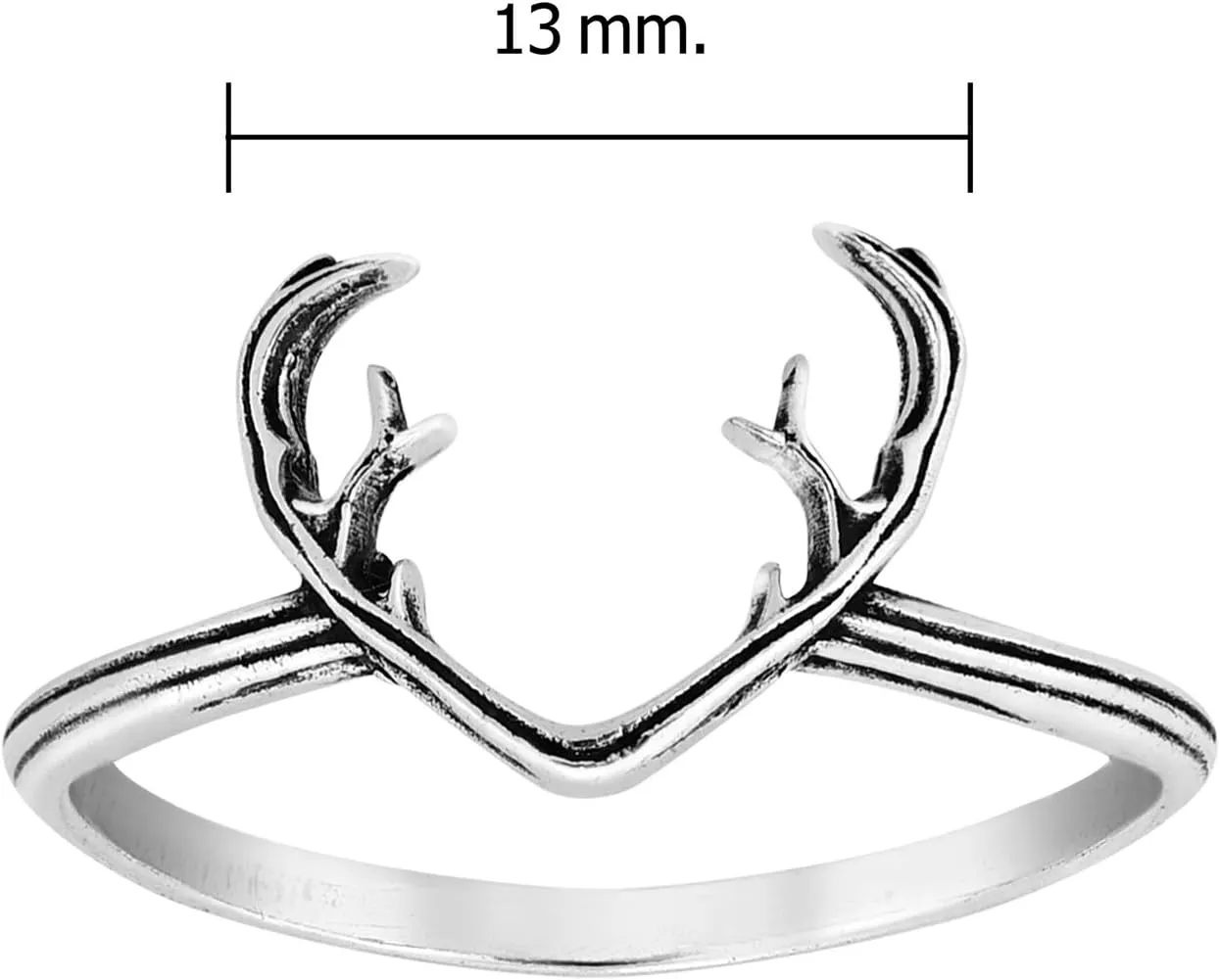 AeraVida Spirit of The Forest Mesmerizing Deer Antler .925 Sterling Silver Band Ring | Sterling Silver Deer Antler Ring | Forest Rings for Women | Jewelry Gifts | Comfort Fit USA Sizes 5-10