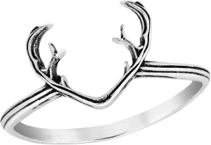 AeraVida Spirit of The Forest Mesmerizing Deer Antler .925 Sterling Silver Band Ring | Sterling Silver Deer Antler Ring | Forest Rings for Women | Jewelry Gifts | Comfort Fit USA Sizes 5-10