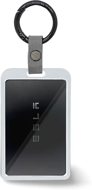 Aluminum Key Card Holder for Tesla Model Y 3 S X Cybertruck Tesla Accessories with Leather Strap Keychain Key Rings Plastic Key Card Protective Case Cover (Silver)