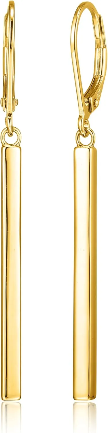 Amazon Essentials 18K Yellow Gold or 14K Rose Gold Over Sterling Silver Bar Drop Earrings (previously Amazon Collection)