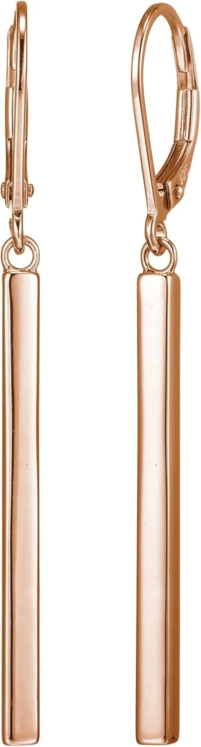 Amazon Essentials 18K Yellow Gold or 14K Rose Gold Over Sterling Silver Bar Drop Earrings (previously Amazon Collection)