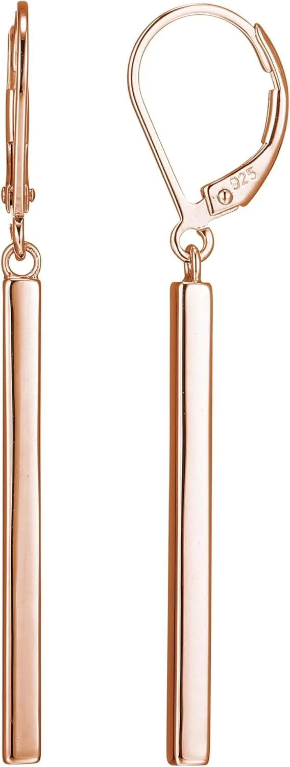 Amazon Essentials 18K Yellow Gold or 14K Rose Gold Over Sterling Silver Bar Drop Earrings (previously Amazon Collection)