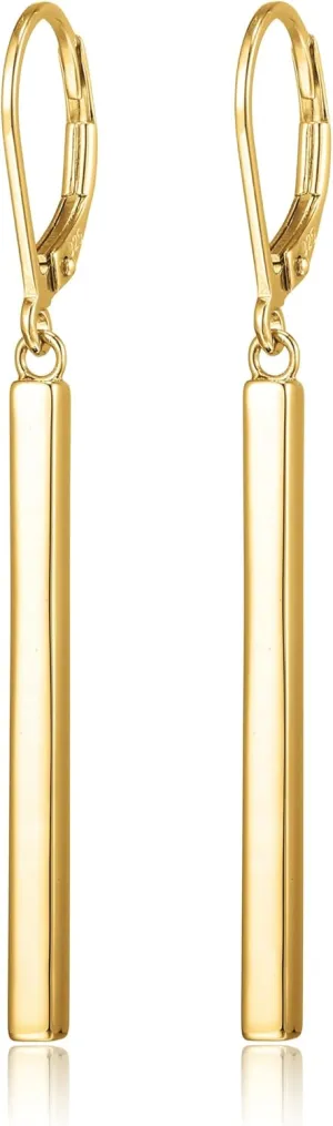 Amazon Essentials 18K Yellow Gold or 14K Rose Gold Over Sterling Silver Bar Drop Earrings (previously Amazon Collection)