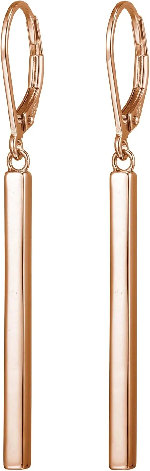 Amazon Essentials 18K Yellow Gold or 14K Rose Gold Over Sterling Silver Bar Drop Earrings (previously Amazon Collection)