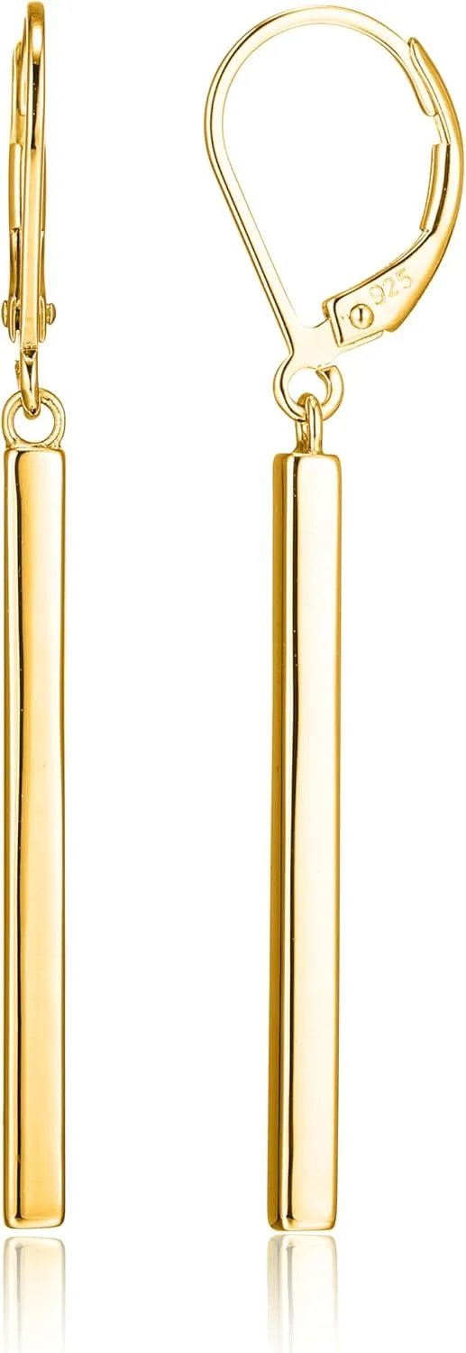 Amazon Essentials 18K Yellow Gold or 14K Rose Gold Over Sterling Silver Bar Drop Earrings (previously Amazon Collection)
