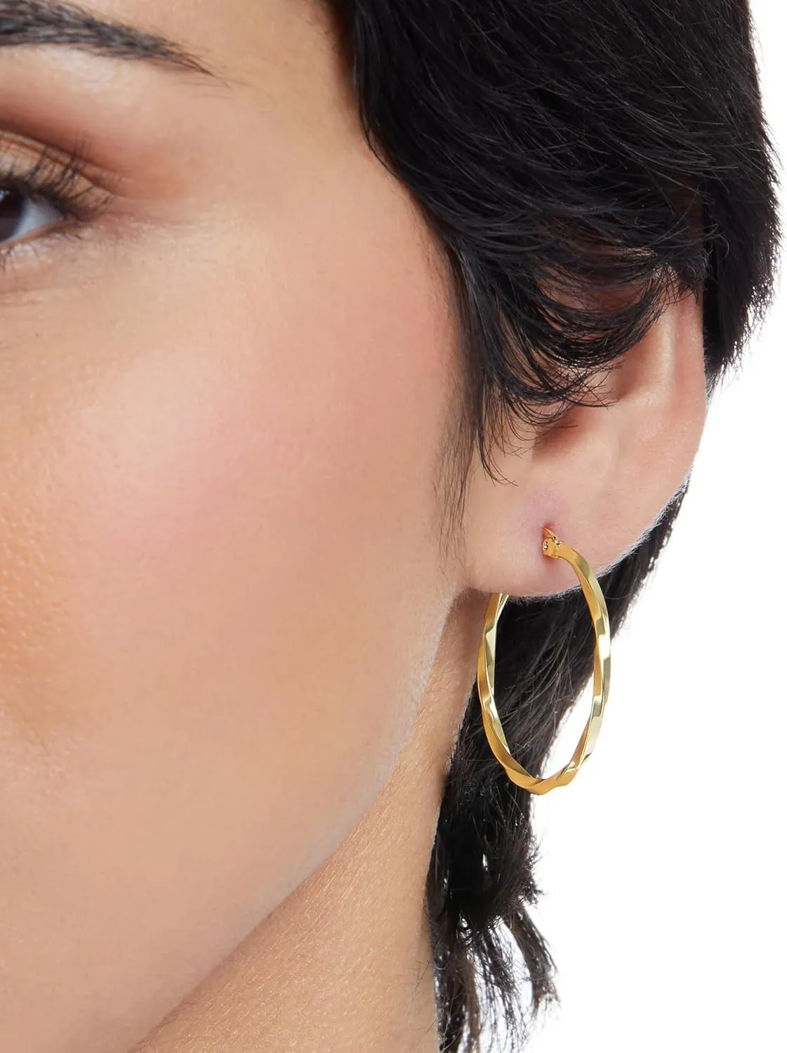Amazon Essentials Gold Plated and Silver Plated Textured Hoop Sets
