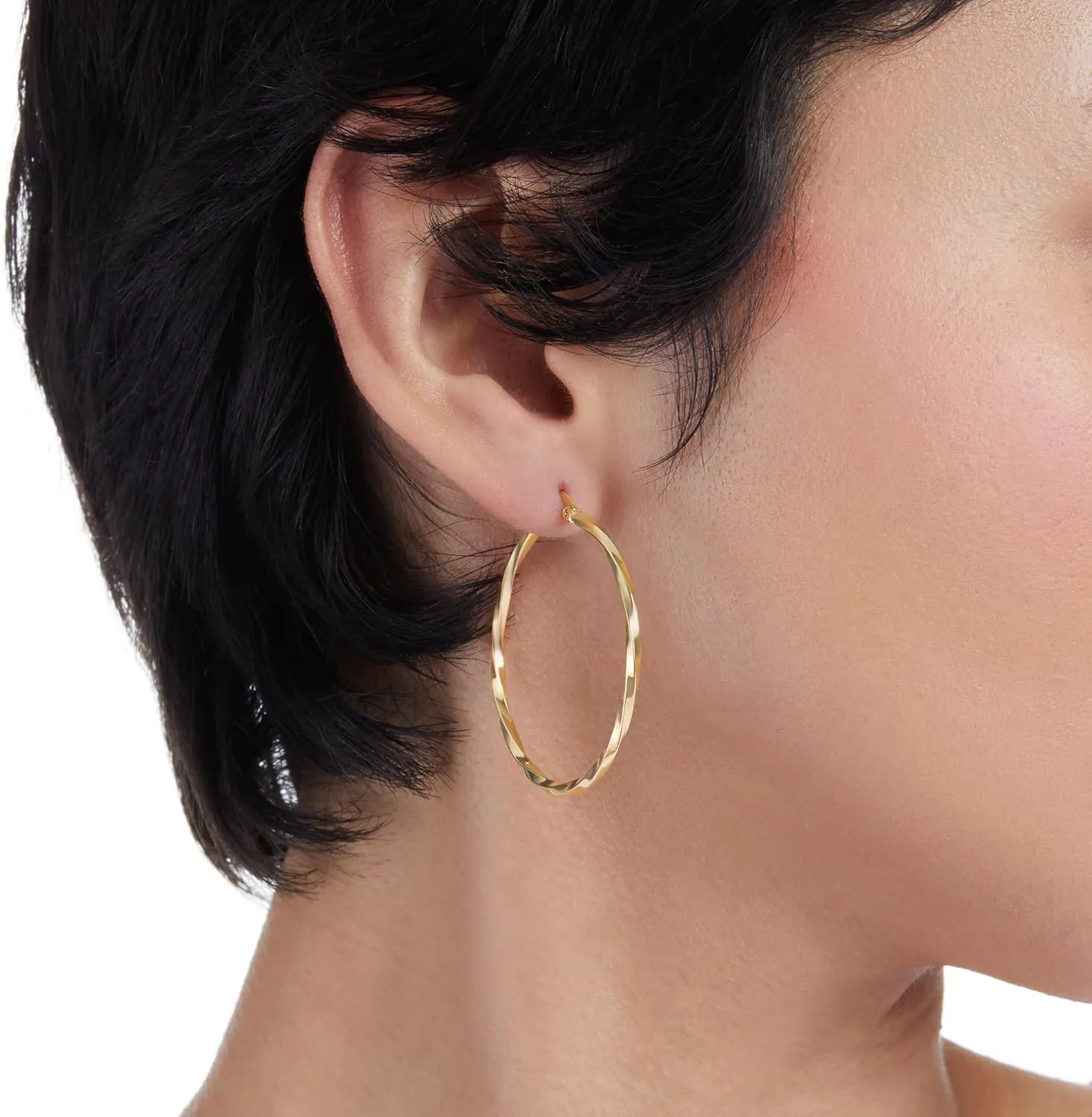 Amazon Essentials Gold Plated and Silver Plated Textured Hoop Sets