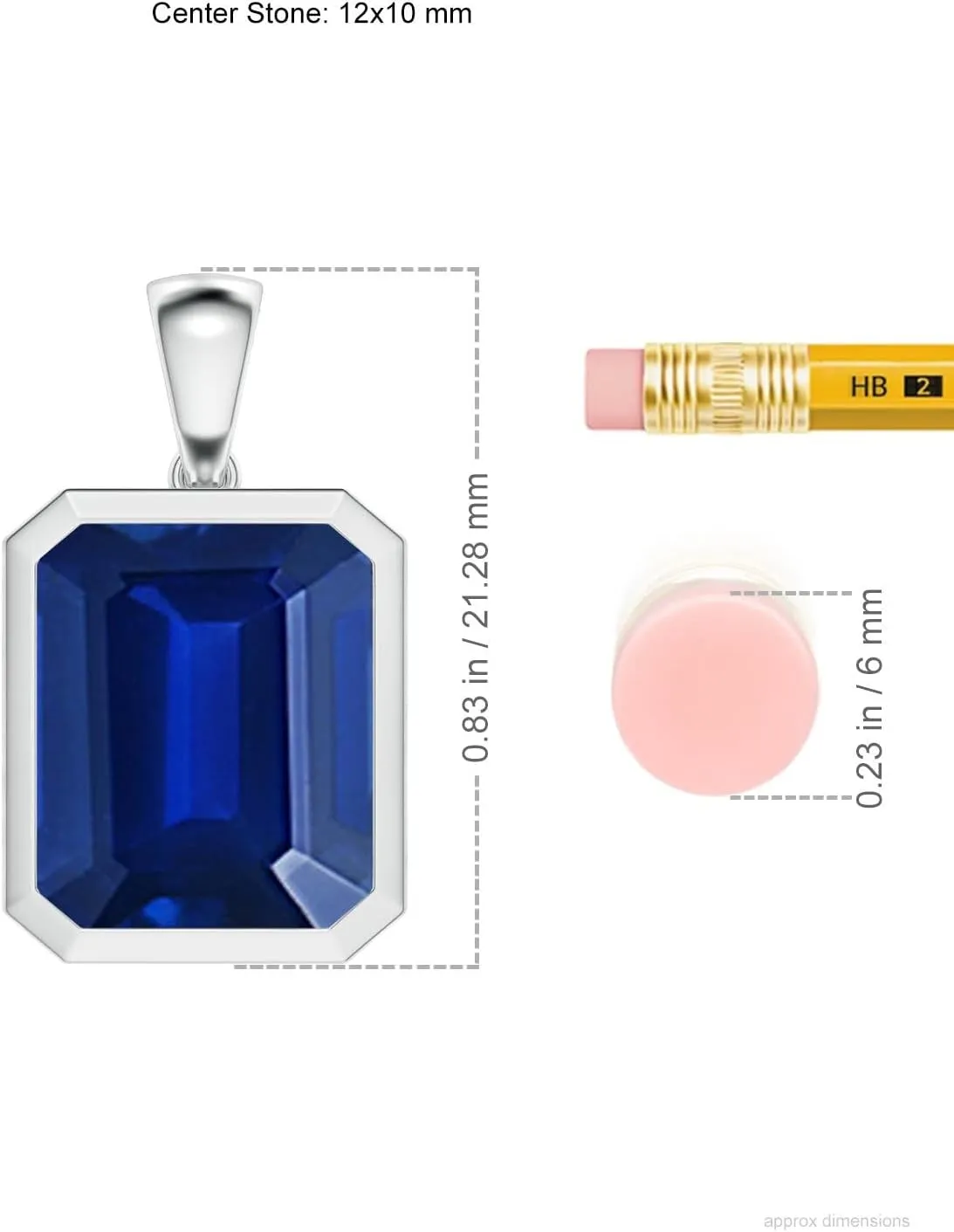 Angara Bezel-Set Emerald-Cut Lab Grown Blue Sapphire Solitaire Pendant in 14K Solid Gold/Platinum | September Birthstone, Birthday, Engagement, Anniversary, Wedding Jewelry Gift for Women