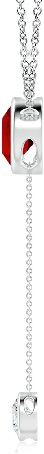 Angara Bezel-Set Round Lab Grown Ruby Lariat Style Necklace in 14K Solid Gold/Platinum | July Birthstone, Birthday, Engagement, Anniversary, Wedding Jewelry Gift for Women