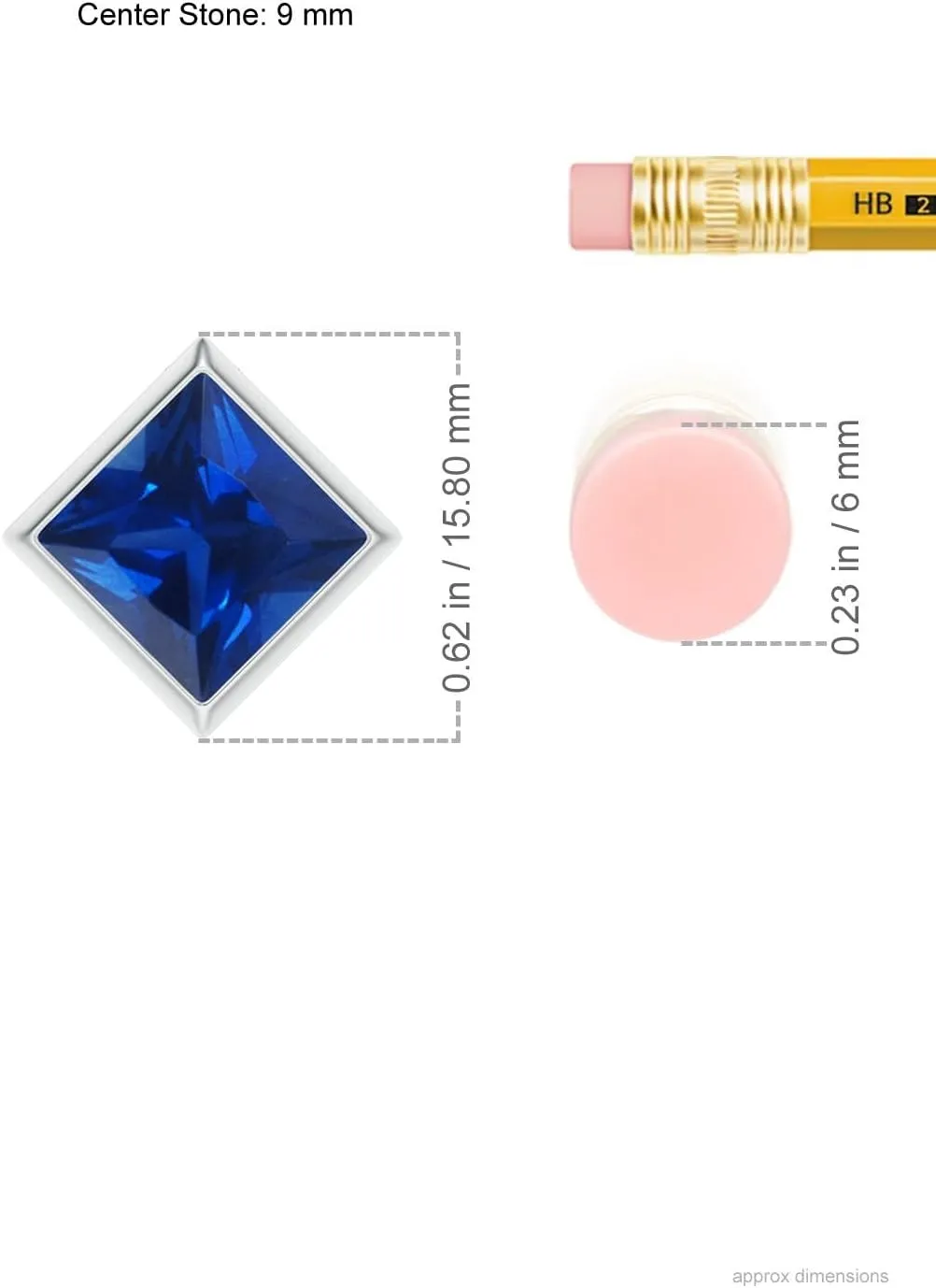 Angara Bezel-Set Square Lab Grown Blue Sapphire Solitaire Pendant in 14K Solid Gold/Platinum | September Birthstone, Birthday, Engagement, Anniversary, Wedding Jewelry Gift for Women