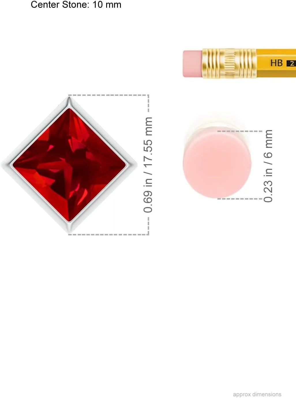 Angara Bezel-Set Square Lab Grown Ruby Solitaire Pendant in 14K Solid Gold/Platinum | July Birthstone, Birthday, Engagement, Anniversary, Wedding Jewelry Gift for Women