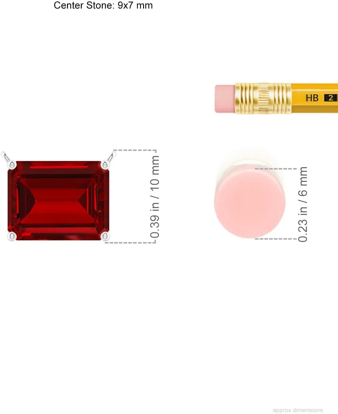Angara East-West Emerald-Cut Lab Grown Ruby Solitaire Pendant in 14K Solid Gold/Platinum | July Birthstone, Birthday, Engagement, Anniversary, Wedding Jewelry Gift for Women