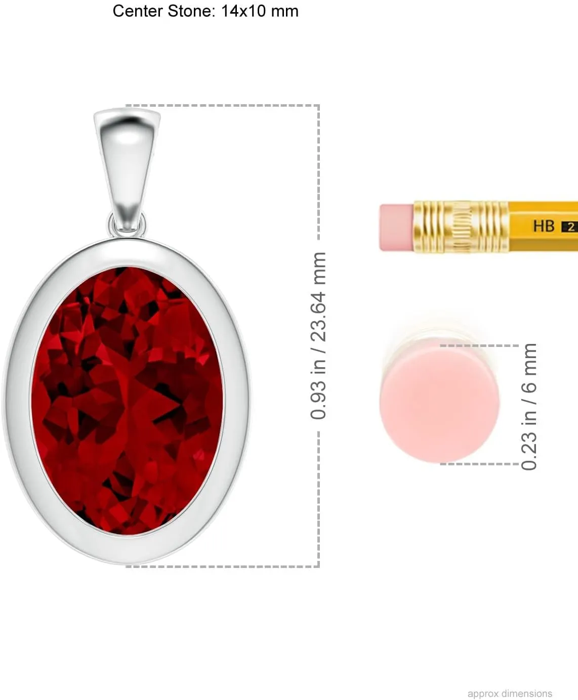 Angara Lab Grown Bezel-Set Oval Ruby Solitaire Pendant in 14K Solid Gold/Platinum for Women | July Birthstone | Engagement | Anniversary | Birthday Jewelry for Her