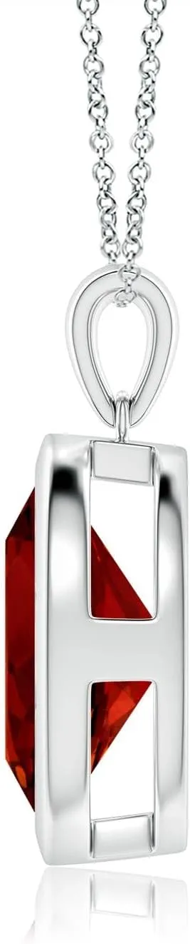 Angara Lab Grown Bezel-Set Oval Ruby Solitaire Pendant in 14K Solid Gold/Platinum for Women | July Birthstone | Engagement | Anniversary | Birthday Jewelry for Her