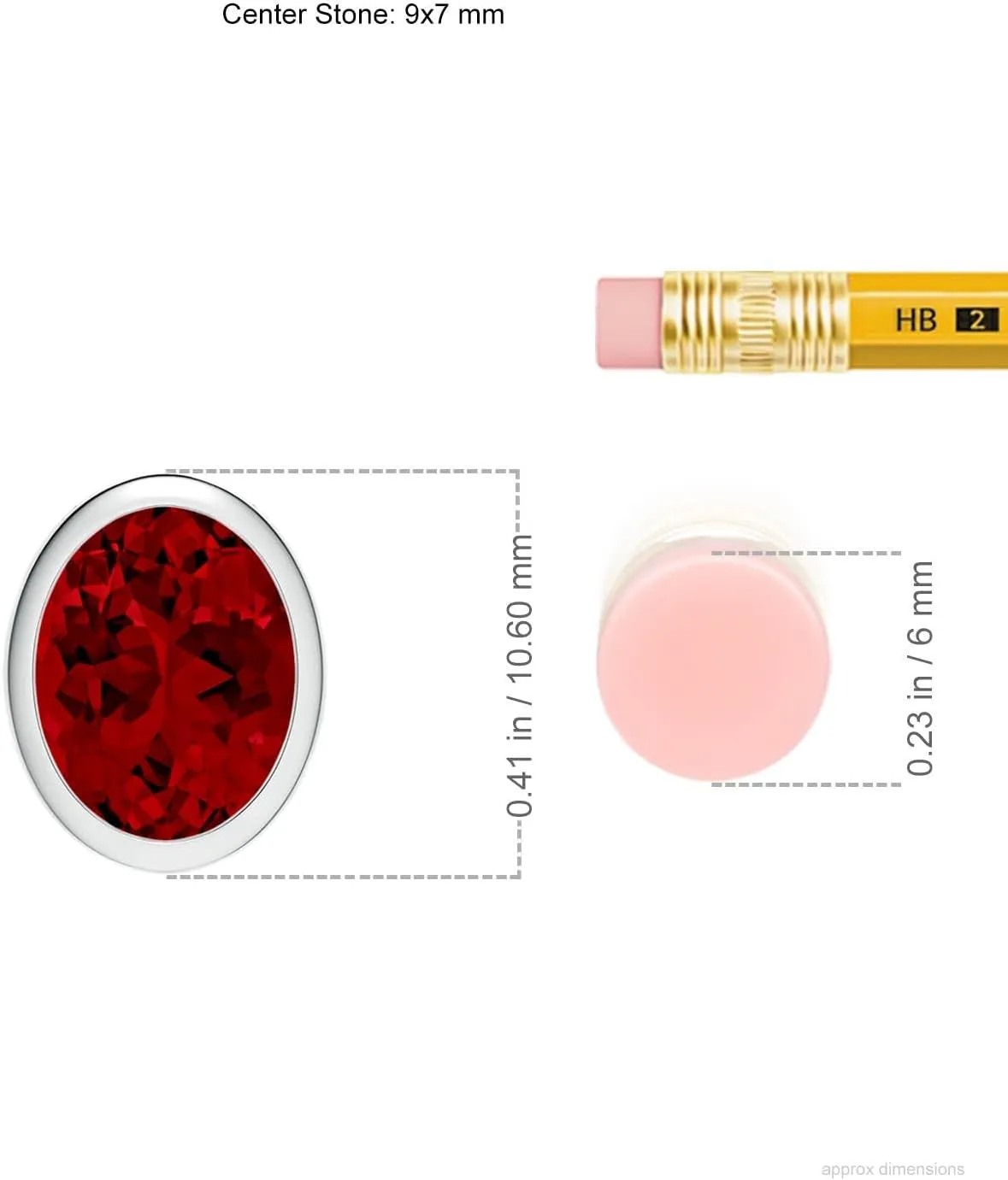 Angara Lab Grown Bezel-Set Oval Ruby Solitaire Pendant in 14K Solid Gold/Platinum | July Birthstone, Birthday, Engagement, Anniversary, Wedding Jewelry Gift for Women