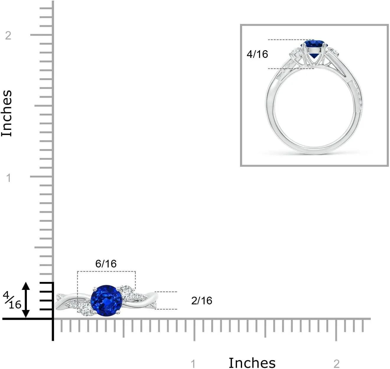 Angara Lab Grown Blue Sapphire & Lab Diamond Twisted Vine Ring in 14K Solid Gold/Platinum | September Birthstone, Birthday, Engagement, Anniversary, Wedding Jewelry Gift for Women