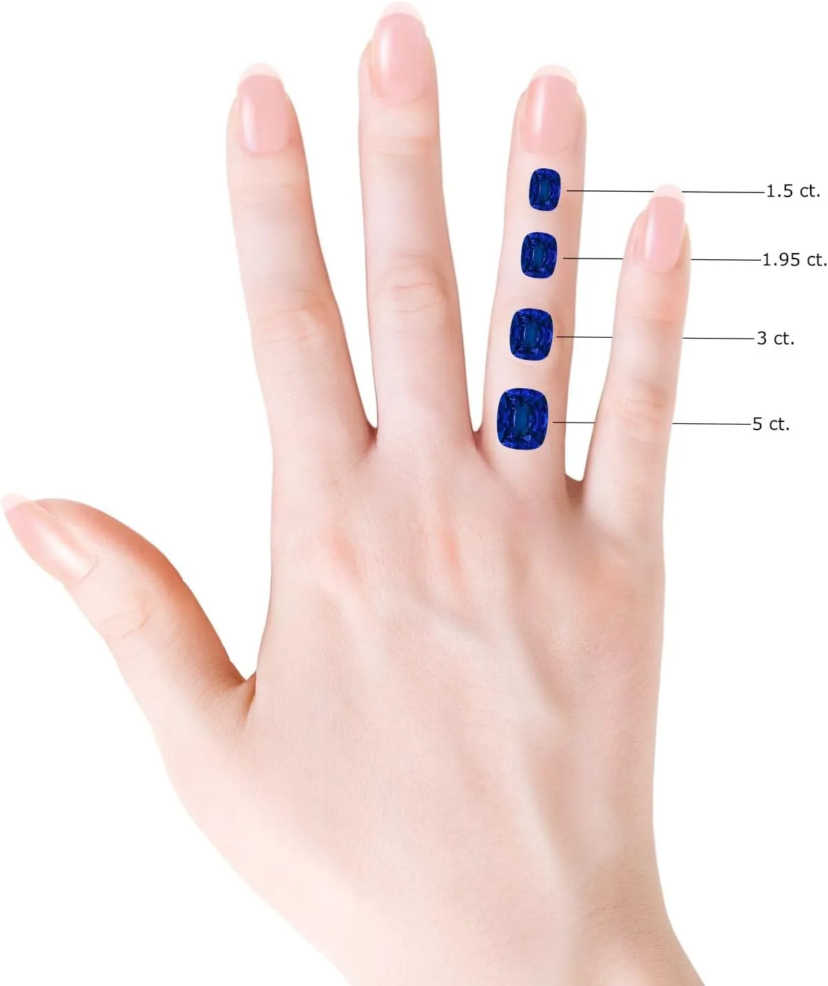 Angara Lab Grown Classic East-West Cushion Rectangular Blue Sapphire Side Stone Engagement Ring in 14K Solid Gold/Platinum | September Birthstone, Birthday, Anniversary Jewelry Gift for Women