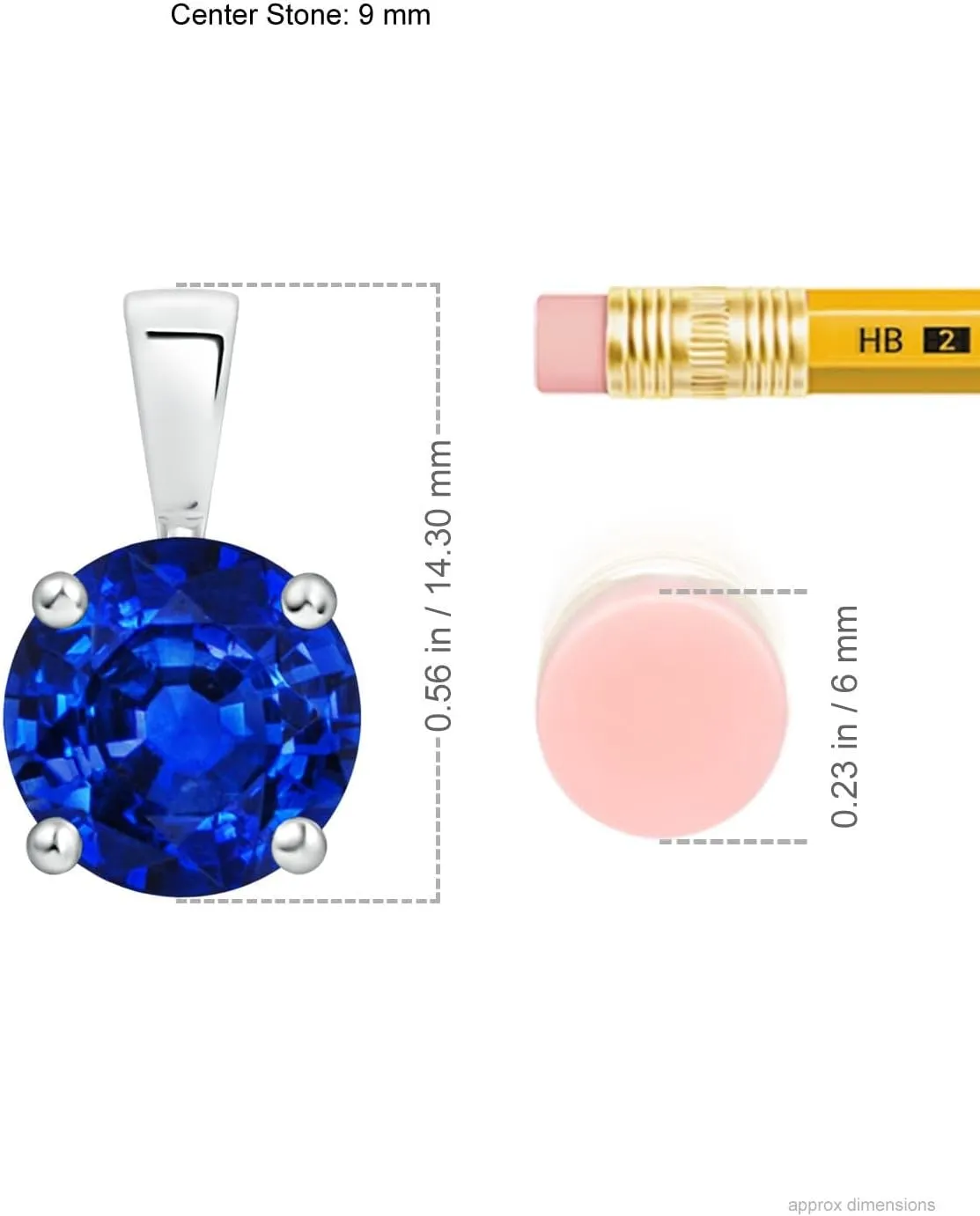 Angara Lab Grown Classic Round Blue Sapphire Solitaire Pendant in Silver / 14K Solid Gold/Platinum | September Birthstone, Birthday, Engagement, Anniversary, Wedding Jewelry Gift for Women