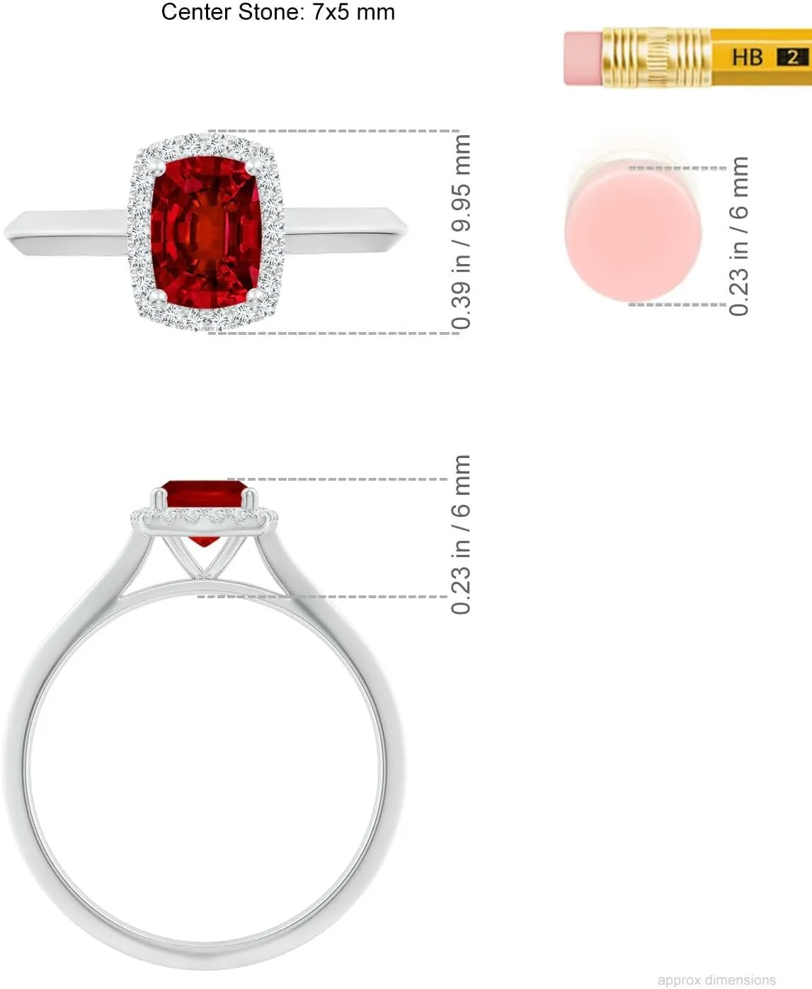 Angara Lab Grown Cushion Rectangular Ruby Halo Knife-Edge Shank Engagement Ring in 14K Solid Gold/Platinum | July Birthstone, Birthday, Anniversary, Wedding Jewelry Gift for Women