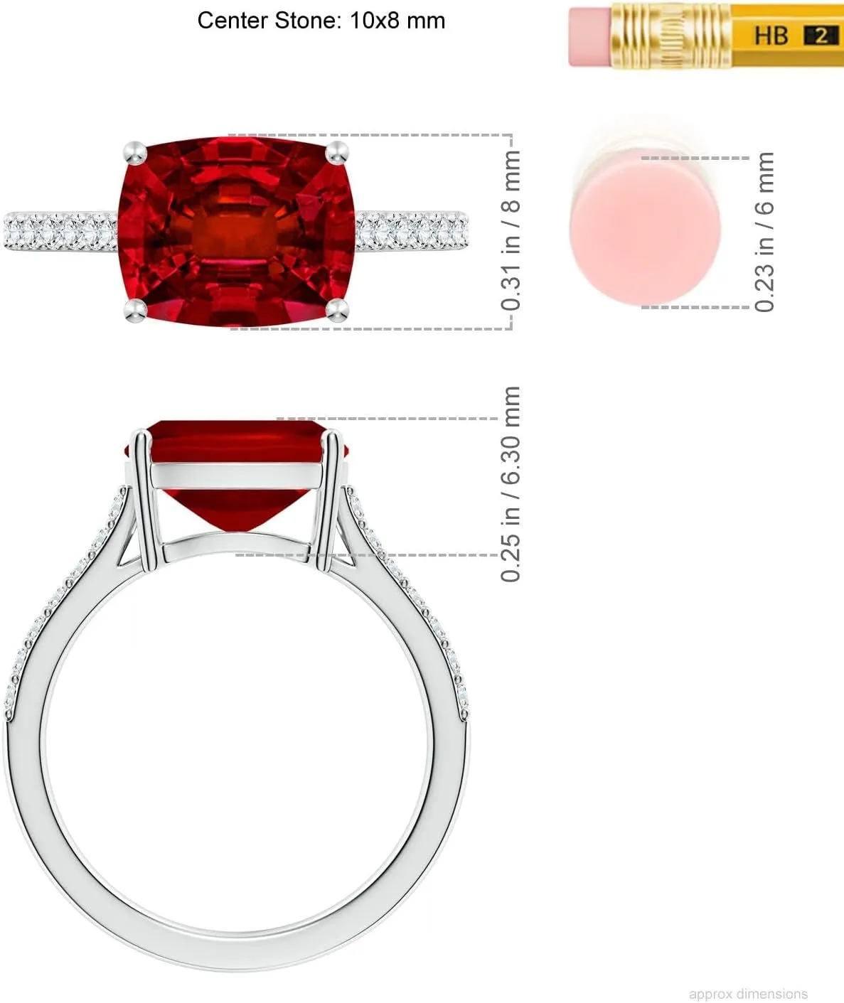 Angara Lab Grown East-West Cushion Rectangular Ruby Cathedral Engagement Ring in 14K Solid Gold/Platinum | July Birthstone, Birthday, Anniversary, Wedding Jewelry Gift for Women