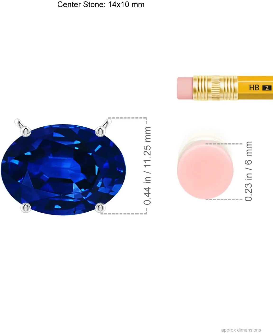 Angara Lab Grown East-West Oval Blue Sapphire Solitaire Pendant in Silver / 14K Solid Gold/Platinum | September Birthstone, Birthday, Engagement, Anniversary, Wedding Jewelry Gift for Women