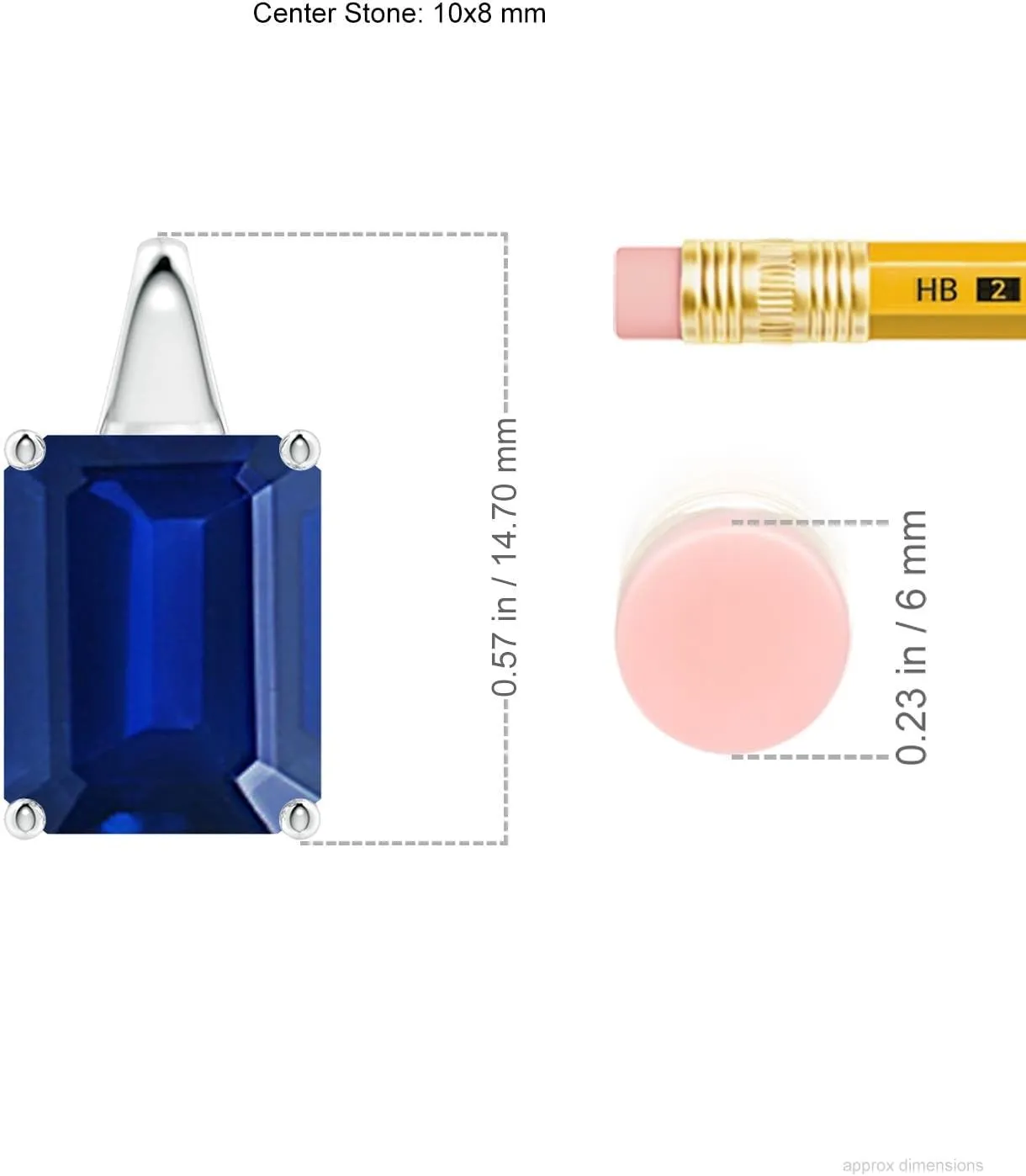 Angara Lab Grown Emerald-Cut Blue Sapphire Solitaire Pendant in 14K Solid Gold/Platinum | September Birthstone, Birthday, Engagement, Anniversary, Wedding Jewelry Gift for Women
