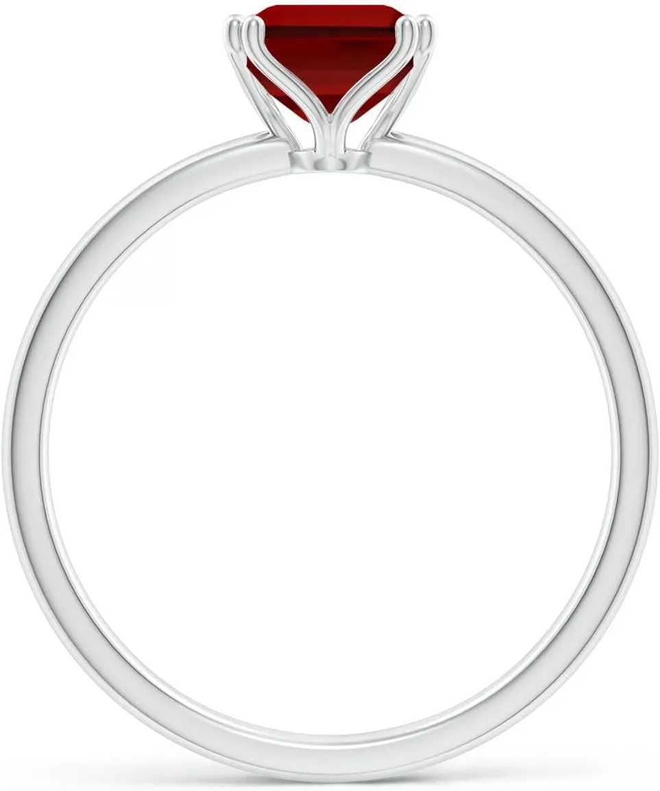 Angara Lab Grown Emerald-Cut Ruby Solitaire Classic Engagement Ring in 14K Solid Gold/Platinum | July Birthstone, Birthday, Anniversary, Wedding Jewelry Gift for Women