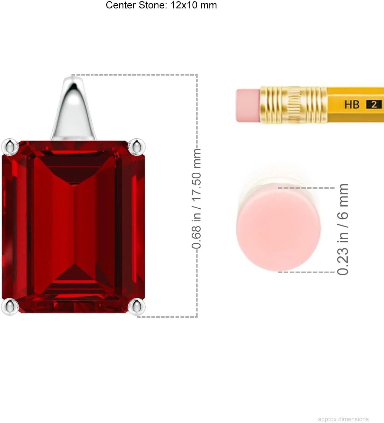 Angara Lab Grown Emerald-Cut Ruby Solitaire Pendant in 14K Solid Gold/Platinum | July Birthstone, Birthday, Engagement, Anniversary, Wedding Jewelry Gift for Women