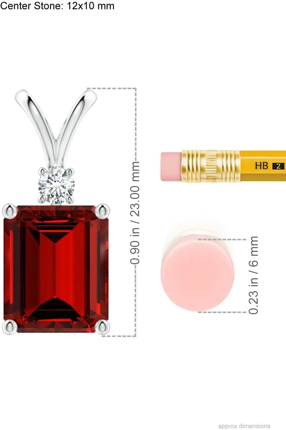 Angara Lab Grown Emerald-Cut Ruby Solitaire Pendant with Diamond in Silver / 14K Solid Gold/Platinum | July Birthstone, Birthday, Engagement, Anniversary, Wedding Jewelry Gift for Women