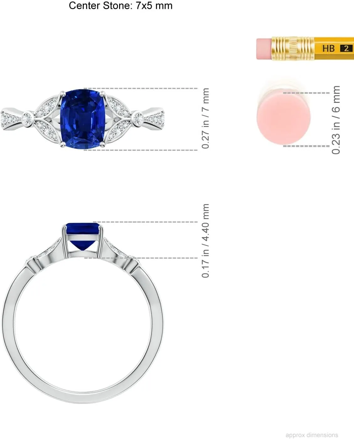 Angara Lab Grown Nature-Inspired Cushion Rectangular Blue Sapphire Engagement Ring with Leaf Motifs in 14K Solid Gold/Platinum | September Birthstone, Birthday, Anniversary Jewelry Gift for Women
