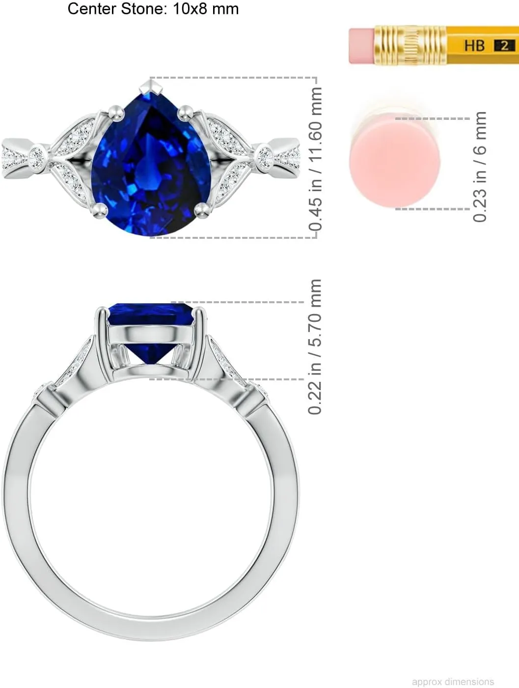 Angara Lab Grown Nature-Inspired Pear Blue Sapphire Engagement Ring with Leaf Motifs in 14K Solid Gold/Platinum | September Birthstone, Birthday, Anniversary, Wedding Jewelry Gift for Women