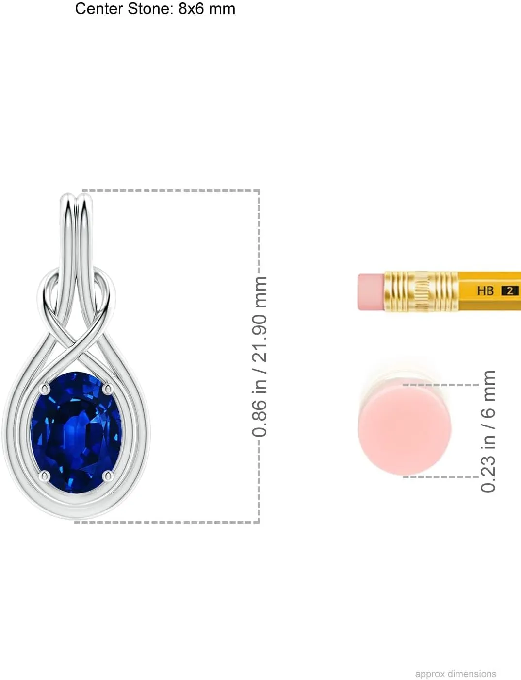 Angara Lab Grown Oval Blue Sapphire Solitaire Infinity Knot Pendant in 14K Solid Gold/Platinum | September Birthstone, Birthday, Engagement, Anniversary, Wedding Jewelry Gift for Women