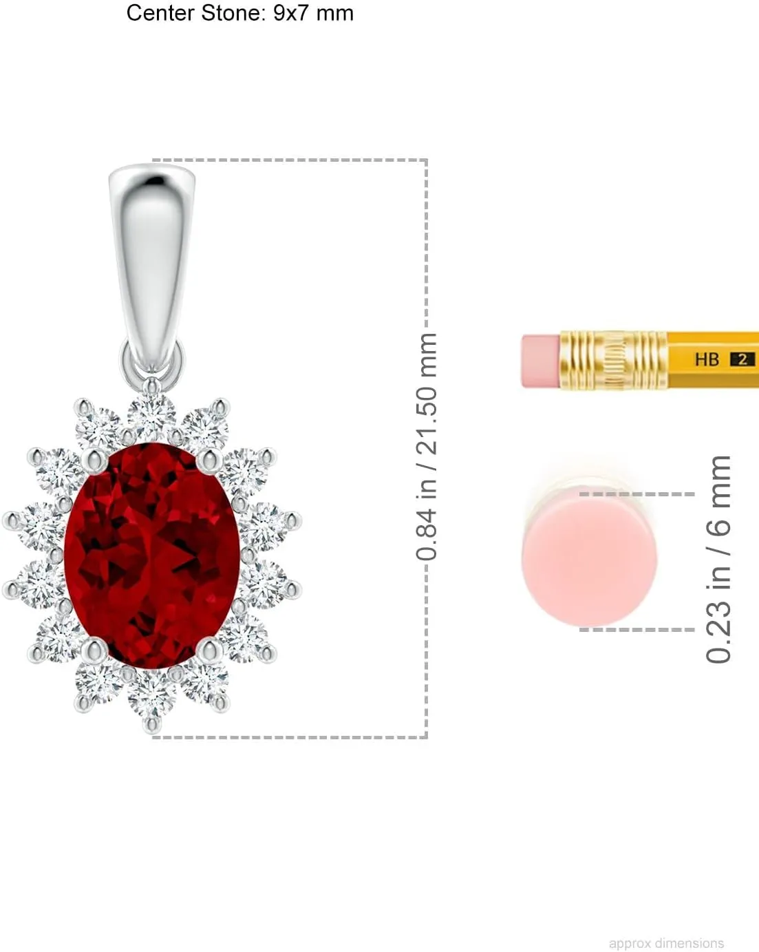 Angara Lab Grown Oval Ruby Pendant with Floral Halo in 14K Solid Gold/Platinum | July Birthstone, Birthday, Engagement, Anniversary, Wedding Jewelry Gift for Women