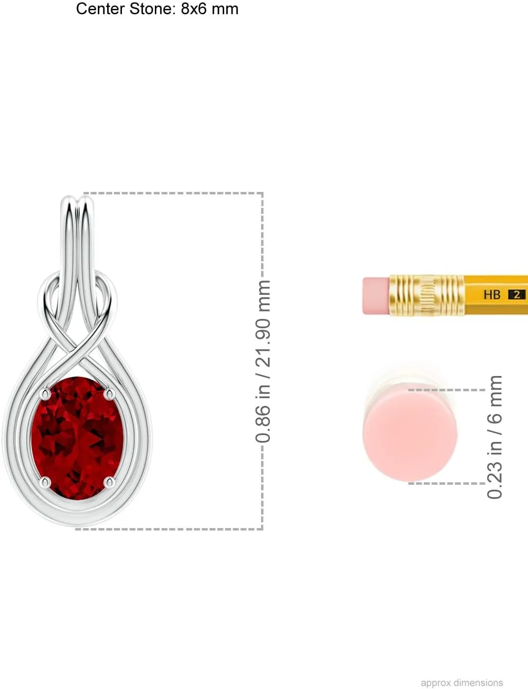 Angara Lab Grown Oval Ruby Solitaire Infinity Knot Pendant in 14K Solid Gold/Platinum | July Birthstone, Birthday, Engagement, Anniversary, Wedding Jewelry Gift for Women
