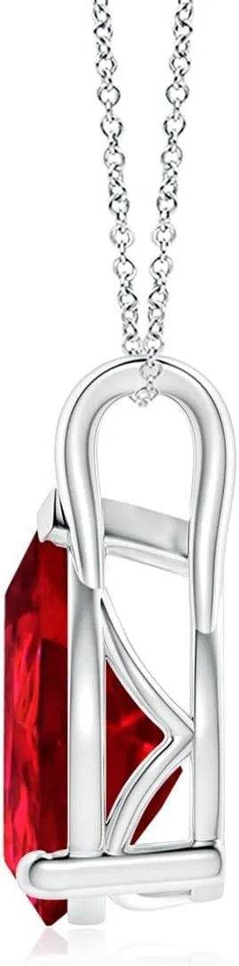 Angara Lab Grown Pear-Shaped Ruby Solitaire Pendant in 14K Solid Gold/Platinum | July Birthstone, Birthday, Engagement, Anniversary, Wedding Jewelry Gift for Women