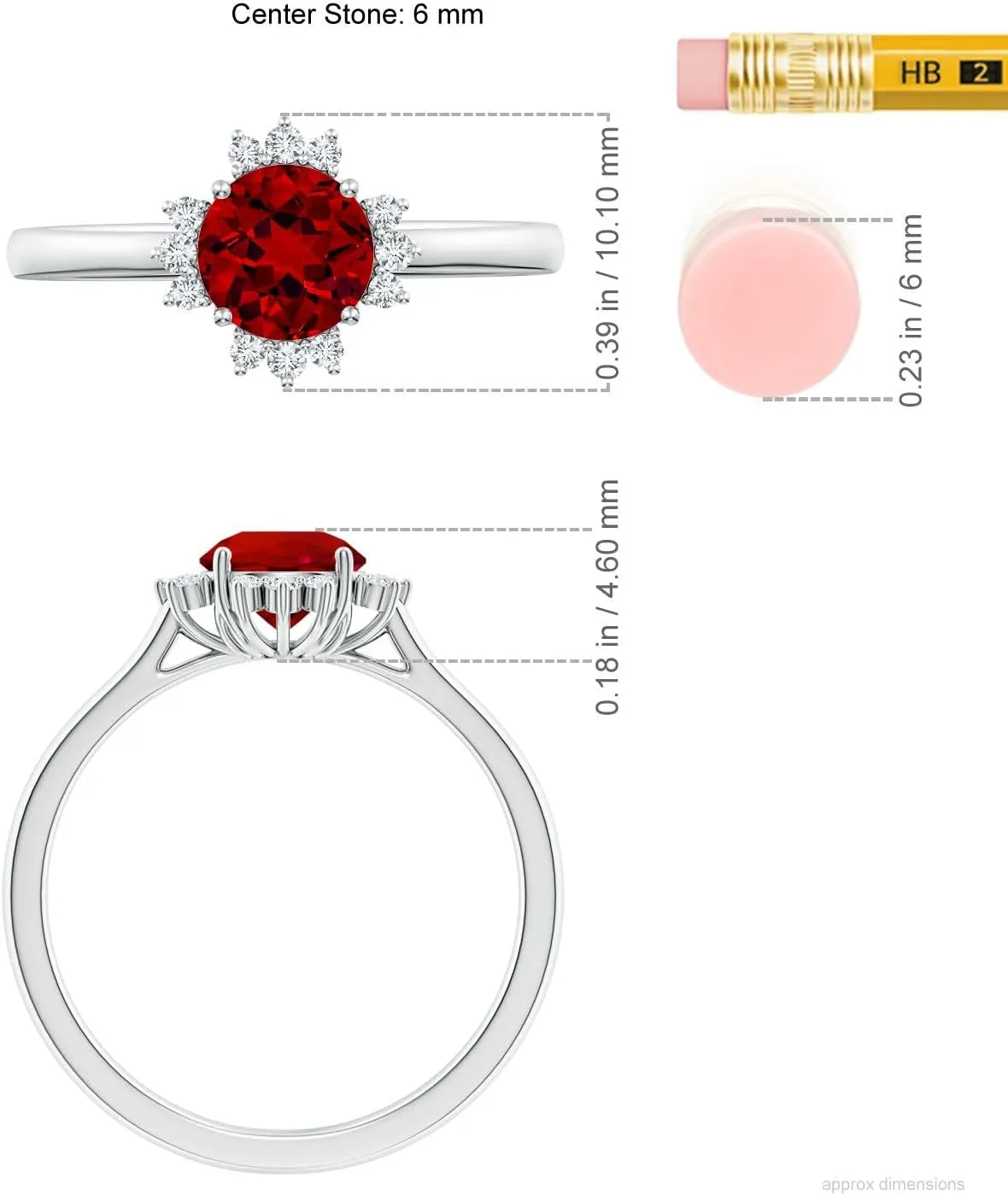 Angara Lab Grown Prong-Set Round Ruby Halo Engagement Ring in 14K Solid Gold/Platinum | July Birthstone, Birthday, Anniversary, Wedding Jewelry Gift for Women