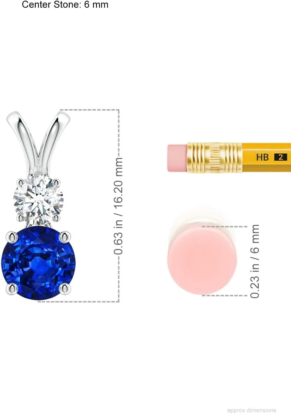 Angara Lab Grown Round Blue Sapphire and Diamond Two Stone Pendant in 14K Solid Gold/Platinum | September Birthstone, Birthday, Engagement, Anniversary, Wedding Jewelry Gift for Women