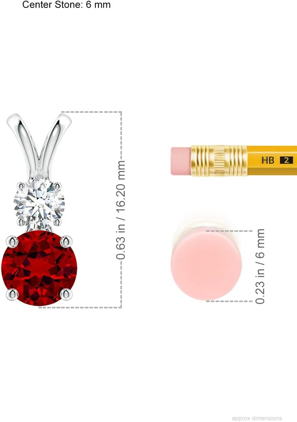 Angara Lab Grown Round Ruby and Diamond Two Stone Pendant in 14K Solid Gold/Platinum | July Birthstone, Birthday, Engagement, Anniversary, Wedding Jewelry Gift for Women