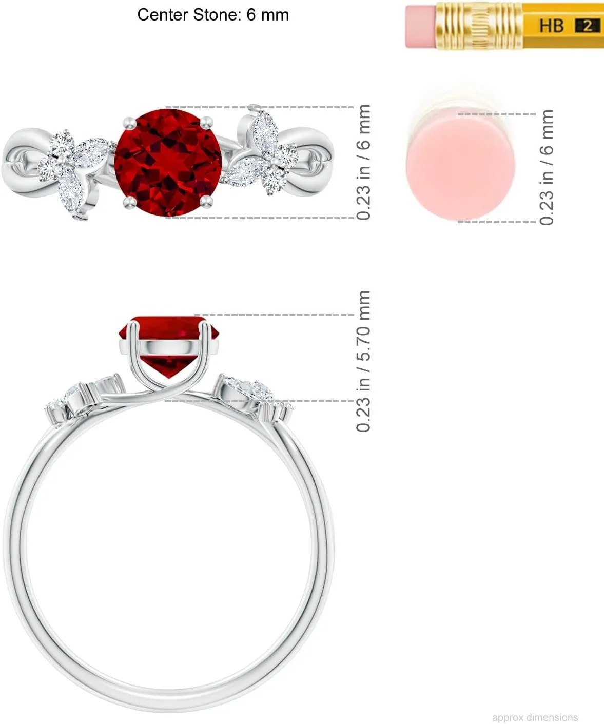 Angara Lab Grown Round Ruby Butterfly Engagement Ring in 14K Solid Gold/Platinum | July Birthstone, Birthday, Anniversary, Wedding Jewelry Gift for Women