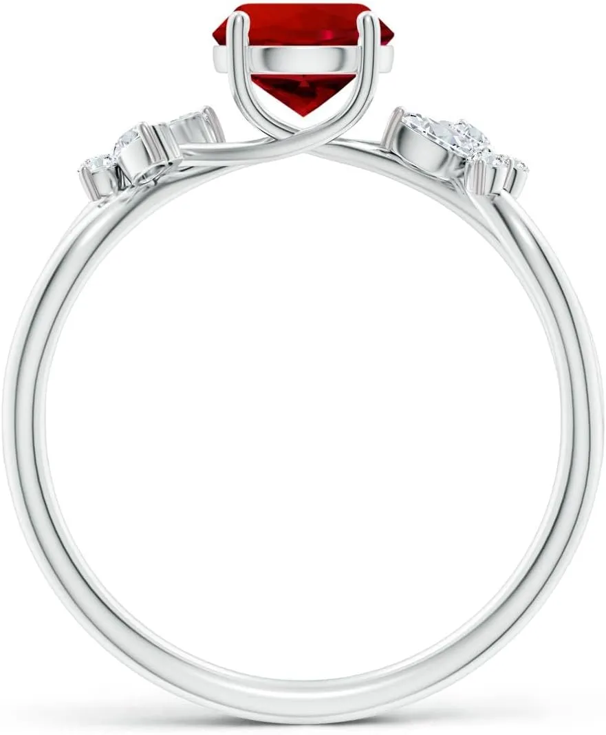 Angara Lab Grown Round Ruby Butterfly Engagement Ring in 14K Solid Gold/Platinum | July Birthstone, Birthday, Anniversary, Wedding Jewelry Gift for Women
