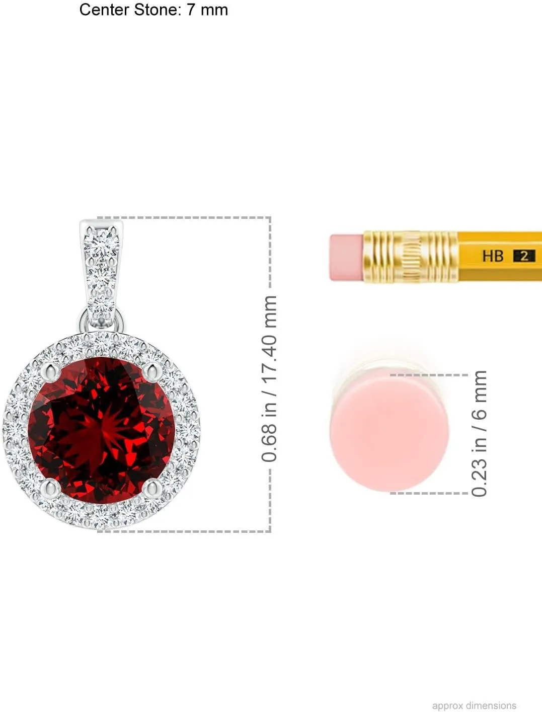 Angara Lab Grown Round Ruby Dangle Pendant with Lab Diamond Halo in 14K Solid Gold/Platinum | July Birthstone, Birthday, Engagement, Anniversary, Wedding Jewelry Gift for Women