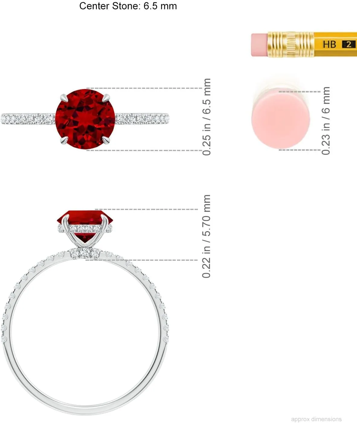 Angara Lab Grown Round Ruby Hidden Halo Classic Engagement Ring in 14K Solid Gold/Platinum | July Birthstone, Birthday, Anniversary, Wedding Jewelry Gift for Women